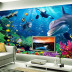 tivi samsung màn hình cong 55 inch 3D stereo tường dán hình nền tự dính dưới nước thế giới đại dương phòng chủ đề TV nền trẻ em tùy chỉnh bức tranh tường không thấm nước - TV tivi xiaomi 75 inch TV