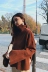 Bà Qian CHINSTUDIO 慵 gió lười chia cao cổ áo len đầu của phụ nữ lỏng lẻo dày linh hoạt áo khoác sinh viên