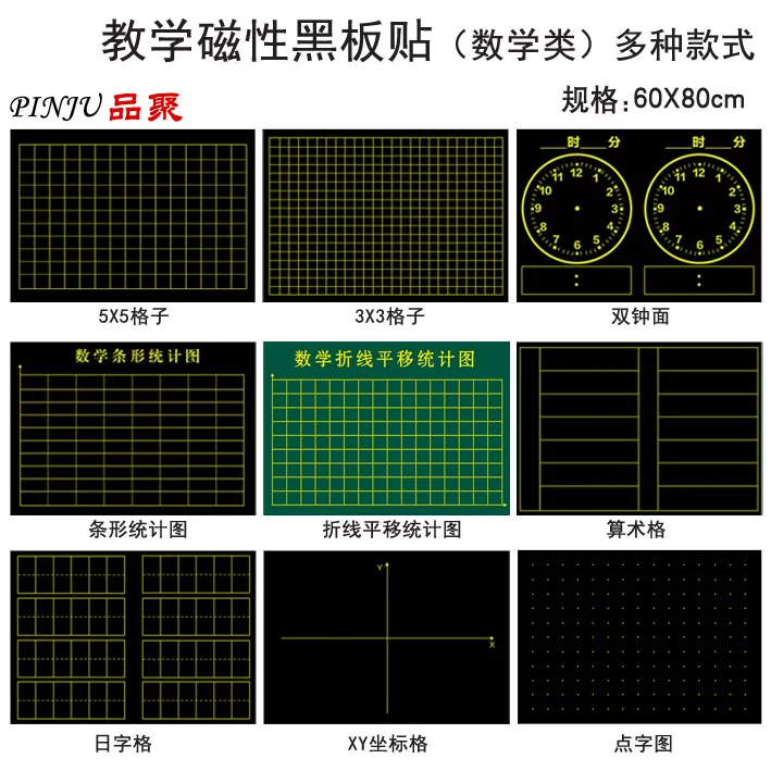 Pinju mathematical coordinate blackboard sticker powder writing teaching arithmetic function function grid dotted figure diagram sticker xy