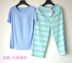 Ladies Summer Modal Tops Bông Sọc Pajama Ngắn Tay Áo Cắt Quần Đồ Ngủ Nhà Dịch Vụ Set Giống cái