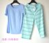 Ladies Summer Modal Tops Bông Sọc Pajama Ngắn Tay Áo Cắt Quần Đồ Ngủ Nhà Dịch Vụ Set đồ bộ mặc nhà cao cấp Giống cái