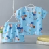 Trẻ em mùa hè cotton lụa đồ ngủ nữ bé siêu mỏng thoáng khí điều hòa không khí nhà phù hợp với nhân tạo cotton boy ngắn tay quần phù hợp với