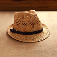 Шляпа для отдыха Мужчины Природный отдых Пляжная шляпа Весенний и Летний пояс Аэрозольная соломенная шляпа Маленькая шляпа Английская джазовая шляпа