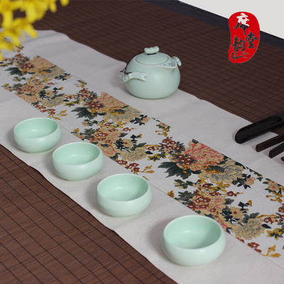 Xi Yuntang trà khô mat Zen Zen linen trà khăn trải bàn Nhật Bản bộ trà đôi cotton linen bàn trà cờ Trà sứ