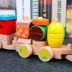 Montessori Preschool đồ chơi giáo dục cho trẻ em 1-2-3 tuổi bộ dạng hình học kết hợp của cột tàu xây dựng khối Đồ chơi bằng gỗ
