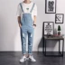 Mùa xuân và mùa hè bib xu hướng của nam giới thanh niên Hàn Quốc phiên bản của người Anh chân treo Slim fit tool mảnh quần denim Quần jean