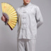 Trung quốc phong cách mùa hè trung niên và người cao tuổi Tang phù hợp với nam giới lụa Han quần áo nam dài tay Tai Chi quần áo phong cách quốc gia phù hợp với nam Trang phục dân tộc
