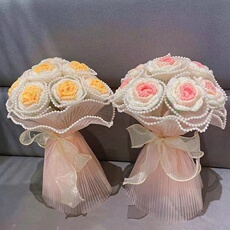 Другие материалы 毛线手工编织花束diy材料包渐变玫瑰手捧花自制送女友情人节礼物