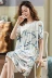 Bộ đồ ngủ mùa hè Đồ ngủ của phụ nữ Bộ đồ mùa hè cotton mỏng Modal tay ngắn Loose Plus Fat Plus Size - Đêm đầm