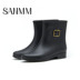 Sanmingmei ống ngắn màu mùa xuân và mùa hè mưa khởi động của phụ nữ thời trang mưa khởi động của phụ nữ cao su giày thoải mái không trượt giày không thấm nước 15013 Rainshoes