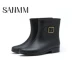 Sanmingmei ống ngắn màu mùa xuân và mùa hè mưa khởi động của phụ nữ thời trang mưa khởi động của phụ nữ cao su giày thoải mái không trượt giày không thấm nước 15013