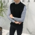 Jie Mo 2017 Mùa Xuân và Mùa Thu Mới Hàn Quốc Nửa cổ Hàn Quốc phiên bản của màu rắn đan vest thanh niên hoang dã không tay vest áo len nam trung niên Dệt kim Vest