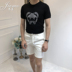 Jie Mo 18 Hàn Quốc Dongdaemun Nam Slim Ngắn Tay Áo Dệt Kim T-Shirt Chín Ping Road Thanh Niên Slim T-Shirt Hàng dệt kim