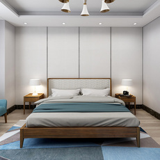 Кровати деревянные комбинации 荣麟新品新中式现代简约经济型1.5米床1.8米小户型主卧双人床a083