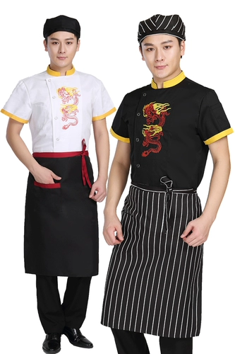 Новый отель Chefs Service мужской короткий шеф -повар Главный китайский ветровой вышивка ветря