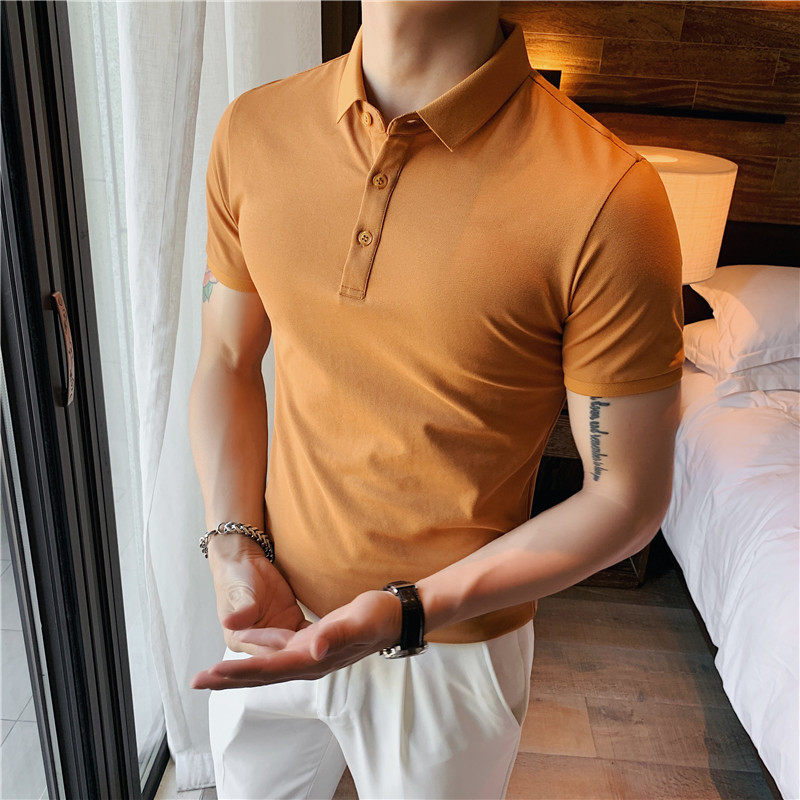 Summer polo shirt men's short-sleeved, slimming and trendy new style short-sleeved Korean-style men's lapel T-shirt solid color casual half-sleeved Application Scenario
