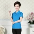 Phụ nữ trung niên của mùa xuân và mùa hè T-Shirt cotton ve áo ngắn tay t-shirt chất béo mẹ nạp chất béo polo áo thể thao áo sơ mi