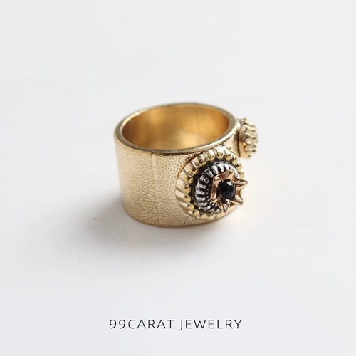 Девяносто карат -европейские и американские ювелирные украшения для модных модных украшений Bright Gold Diamond преувеличенное популярное кольцо бренда (QZ)