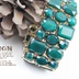 Phụ kiện khí chất thời trang châu Âu và châu Âu 99 carat Kết cấu mặt đàn hồi màu xanh lá cây thương hiệu vòng đeo tay rộng (KN) tỳ hưu vàng Vòng đeo tay Cuff