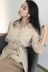 Đầu mùa xuân Hàn Quốc phiên bản của sang trọng dài ve áo dài tay áo sơ mi vành đai thắt lưng là mỏng khóa cardigan áo sơ mi nữ các kiểu áo sơ mi họa tiết nữ đẹp Áo sơ mi dài tay