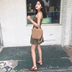 Mùa hè mới của Hàn Quốc phiên bản của chic sexy V-Cổ chữ thập strap dress Slim mỏng cao eo đáy Một từ váy nữ