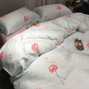 Silky naked ngủ siêu mềm 60 hai mặt Tencel flamingo giường bốn bộ mịn băng lụa sheets giường mẫu