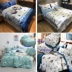 Cậu bé mùa xuân và mùa hè phim hoạt hình màu xanh cotton ba hoặc bốn bộ Địa Trung Hải quilt cover trẻ em sản phẩm giường cotton sheets 1.5 m giường