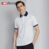 Áo sơ mi nam ngắn tay màu đỏ đậu mùa hè Ve áo mùa hè Slim Pearly Cotton Tương phản sọc Áo thun nam 6426 - Polo áo khoác polo Polo