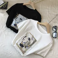 Tide, белая футболка, летний хлопковый постер, модный универсальный топ, короткий рукав, коллекция 2021, оверсайз, в корейском стиле, с вышивкой