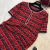 18 mùa hè mới Châu Âu và Mỹ Fan Mingyuan phong cách red ăn mặc thời trang hoang dã kẻ sọc đan một từ váy váy váy nữ