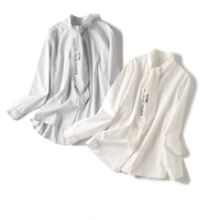 Осенняя белая рубашка для школьников, универсальный галстук с буквами, хлопковый топ, в корейском стиле