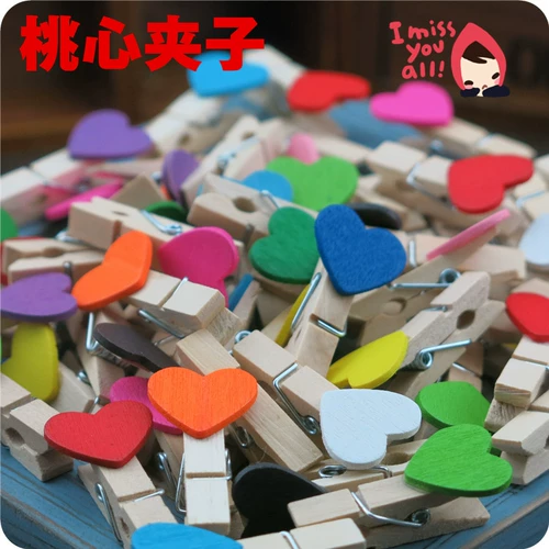 Цветный милый клип Love Wood Clip Wedding Clip маленький деревянный фото клип фото, фото стена