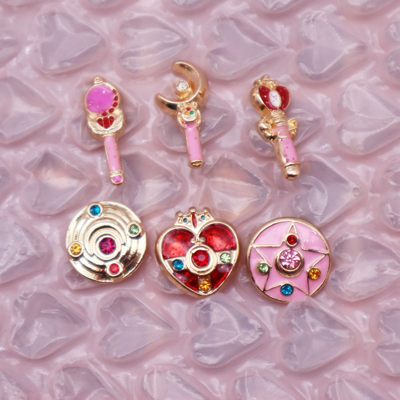 A Group Of 6 (3 Pairs)Sailor Moon SailorMoon Transfiguration device Girlish heart Ear Studs 925 silver needle Anti allergy Animation surrounding