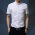Mỏng mô hình phù rể trắng áo sơ mi nam dài tay Hàn Quốc thanh niên thường cotton lụa áo sơ mi Mỏng mùa hè ngắn tay áo sơ mi Áo