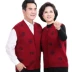 Mùa xuân và mùa thu và mùa đông mới trung niên nam giới và phụ nữ len đan vest cashmere dày vài Tang phù hợp với vest đỏ vest áo len dệt kim Dệt kim Vest