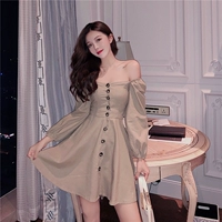 Phiên bản Hàn Quốc 2018 mới retro đơn ngực áo lồng ngực nhỏ thơm gió eo là váy quây mỏng lady chân váy trắng