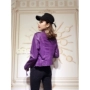 Áo khoác da nhỏ màu tím nữ 2019 mới ngắn phiên bản Hàn Quốc của hàng châu Âu đã mỏng Slim áo khoác xe máy thủy triều - Quần áo da áo khoác da nữ giá rẻ