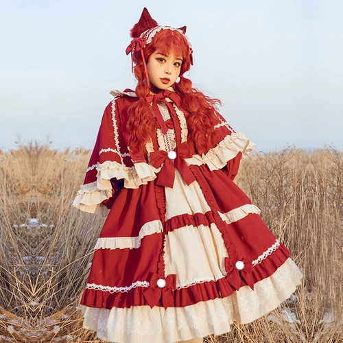 Оригинальный демисезонный утепленный лонгслив, платье, стиль Лолита, Lolita OP