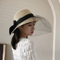 Шляпа девочка летние солнцезащитные оттенки, марля -темперамент соломенная шляпа Солнечный рыбак Шляпа