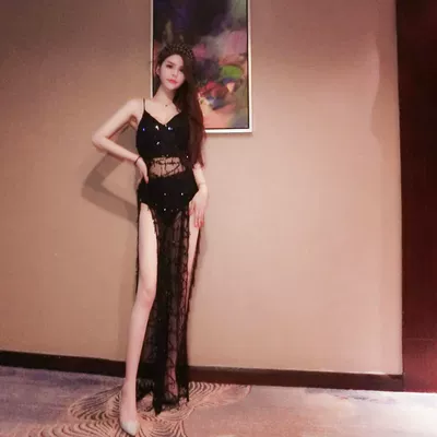 夜店女夜场主播服装性感流苏亮片连衣裙开叉透视网纱吊带长裙夏潮-淘宝网 夜店女夜场主播服装性感流苏亮片连衣裙开叉透视网纱吊带长裙夏潮-淘宝网