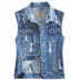 2018 mùa hè mới ngắn denim vest nữ Hàn Quốc phiên bản của không tay lỗ thời trang kích thước lớn hoang dã vest áo khoác áo gile vest nữ trung niên Áo vest