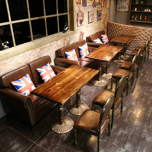 Северный кофейный столик стул Западный ресторан кожаный диван Стол стул молочный чай магазин десерт магазин чайный ресторан диван карта