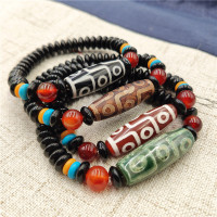 Retro Tibetan Dzi beads, old nine-eye Dzi beads bracelets for men and women, transfer beads, agate raw stone bracelets, couple jewelry gifts