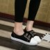 Hàn quốc phiên bản của thoáng khí một bàn đạp lười biếng giày phẳng mùa hè 2018 mới giày thường thấp để giúp giày vải giày đơn phụ nữ Giày cắt thấp