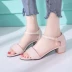 2018 mùa hè mới thời trang Hàn Quốc gót thấp hở ngón dày với dép nữ từ khóa với giản dị dày với dép phụ nữ