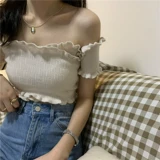 Летний сексуальный трикотажный свитер, футболка, коллекция 2021, в корейском стиле, открытые плечи, популярно в интернете