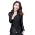 Mùa xuân 2018 mới và áo khoác nữ Hained leather phiên bản Hàn Quốc ngắn của áo khoác lửng màu đen mỏng, áo khoác da cỡ lớn áo khoác da dáng dài Quần áo da