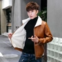 Da nam 2018 phiên bản Hàn Quốc mới của xu hướng lông mùa thu và mùa đông một người đàn ông dày cộng với áo khoác nhung mỏng áo khoác nỉ nam