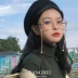 New net red Fan Zhiqiao kính retro văn học hollow kim loại dày khung gương phẳng chuỗi ngọc trai cận thị nữ