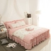 Khăn trải giường gồm bốn bộ bông công chúa mùa hè gió hoa đơn giản lá sen trải giường ngủ váy 1,8m giường - Bộ đồ giường bốn mảnh Bộ đồ giường bốn mảnh